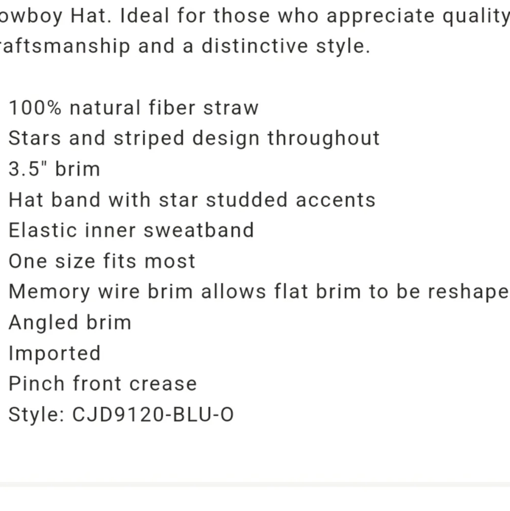 Goldcoast Strow Patriotic American Flag Stripes & Stars Cowboy Hat